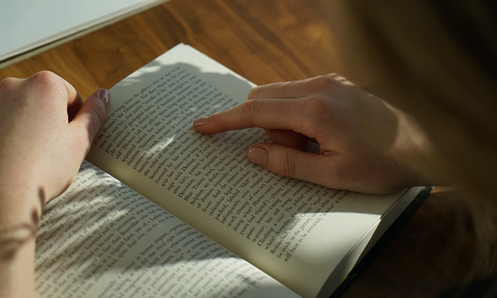 woman reading a book